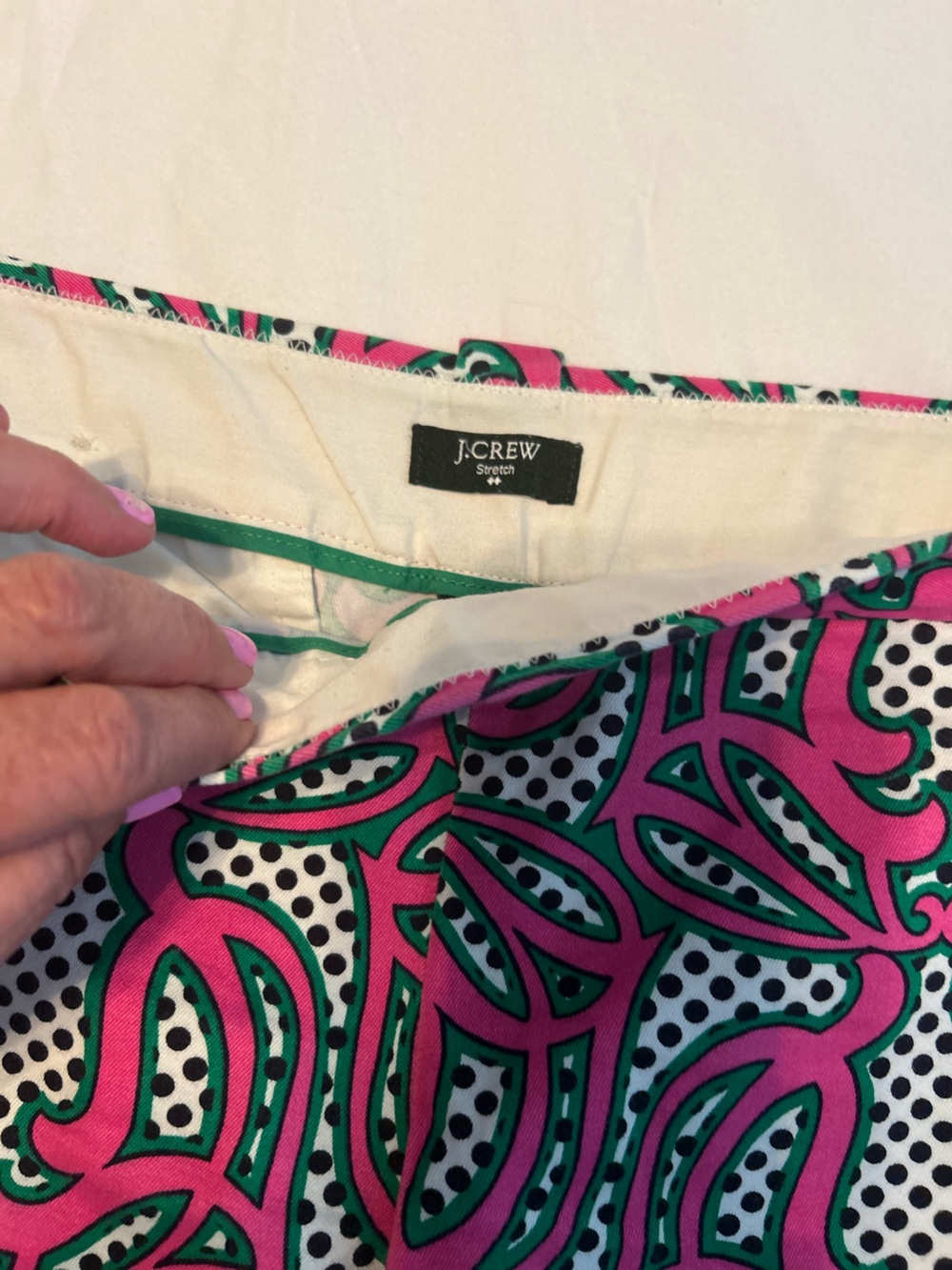 J Crew City Fit Pink & Green Patterned Shorts - Picture 8 of 9